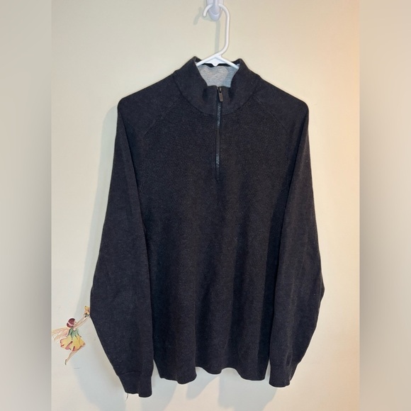 FLX Men's Sweater Black Quarter Zip-Up Turtleneck Pullover Dark Grey Size M - Picture 8 of 11